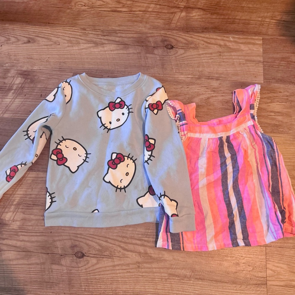 Hello Kitty top & Striped Tank Top in Pink, Orange & Blue
